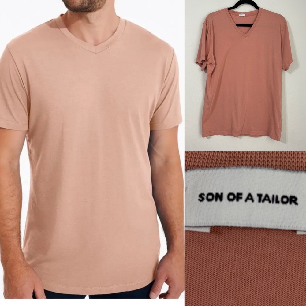 Son of a Tailor‎ Men's T-Shirt Size M Salmon Sustainable Base Layer Comfort Tee